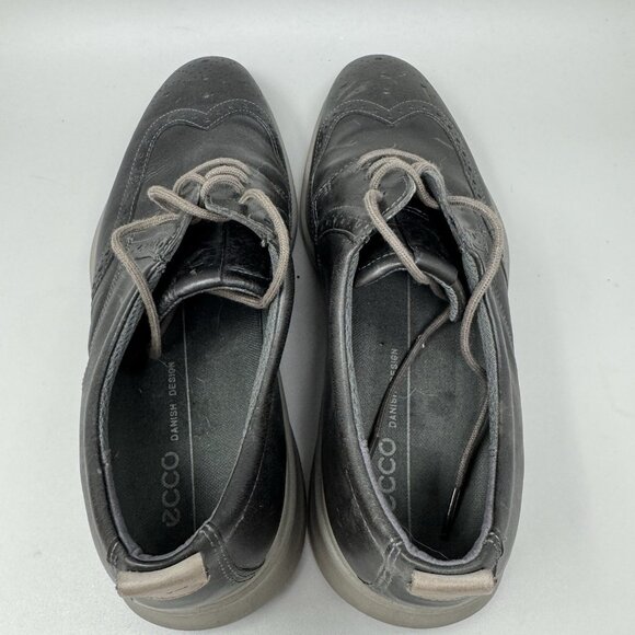 Ecco St.1 Hybrid Lite Men\'s 10 Black Sneaker Leather Shoes Wingtip Lace-Up Flat main image 2
